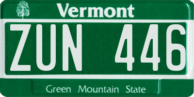 VT license plate ZUN446