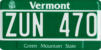VT license plate ZUN470