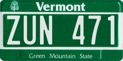 VT license plate ZUN471