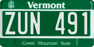VT license plate ZUN491