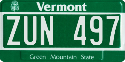 VT license plate ZUN497
