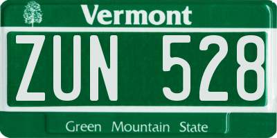 VT license plate ZUN528