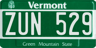 VT license plate ZUN529