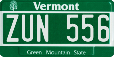 VT license plate ZUN556