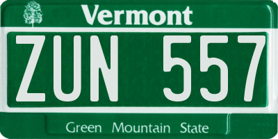 VT license plate ZUN557