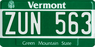 VT license plate ZUN563