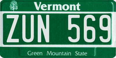 VT license plate ZUN569