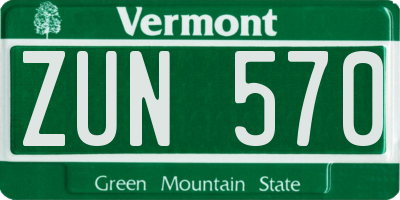 VT license plate ZUN570