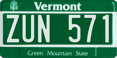 VT license plate ZUN571