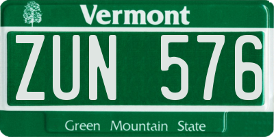 VT license plate ZUN576