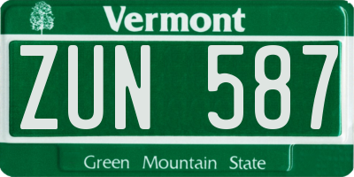 VT license plate ZUN587