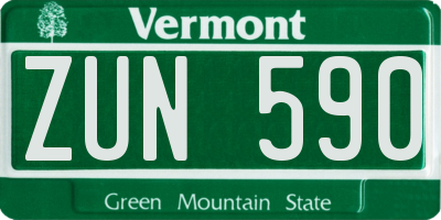 VT license plate ZUN590