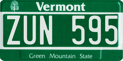 VT license plate ZUN595