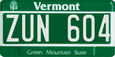 VT license plate ZUN604