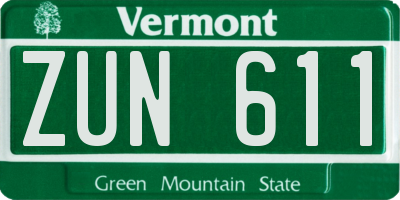 VT license plate ZUN611