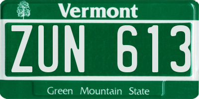 VT license plate ZUN613