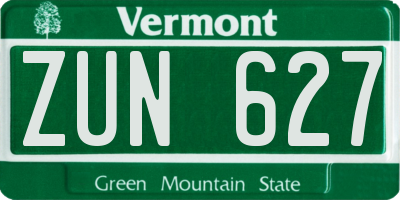 VT license plate ZUN627