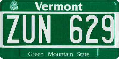VT license plate ZUN629
