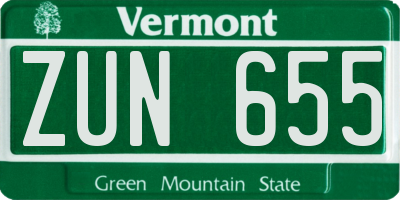 VT license plate ZUN655