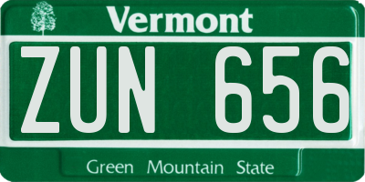 VT license plate ZUN656