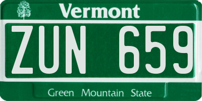 VT license plate ZUN659
