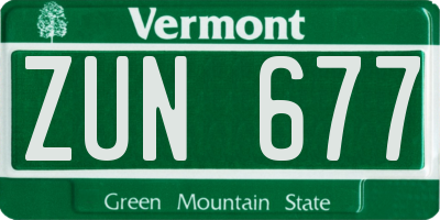 VT license plate ZUN677