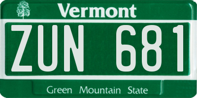 VT license plate ZUN681