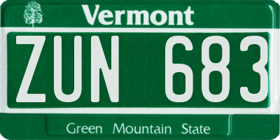VT license plate ZUN683