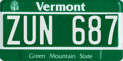 VT license plate ZUN687