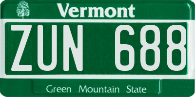 VT license plate ZUN688