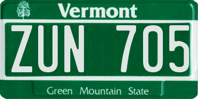 VT license plate ZUN705