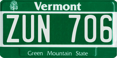 VT license plate ZUN706