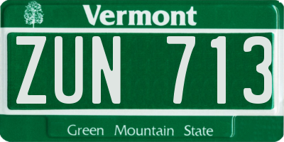 VT license plate ZUN713