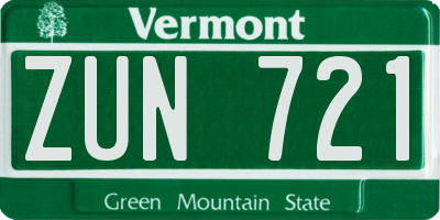 VT license plate ZUN721