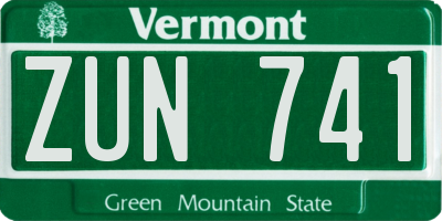 VT license plate ZUN741