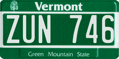 VT license plate ZUN746