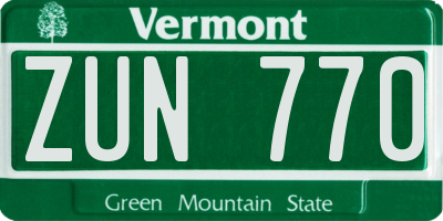 VT license plate ZUN770