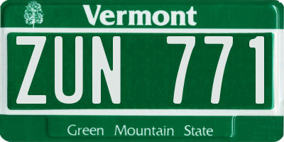 VT license plate ZUN771
