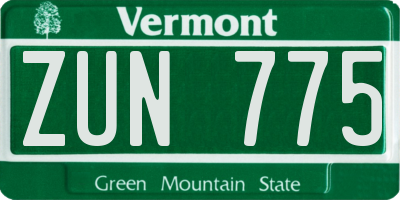 VT license plate ZUN775