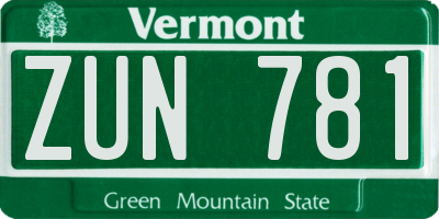 VT license plate ZUN781