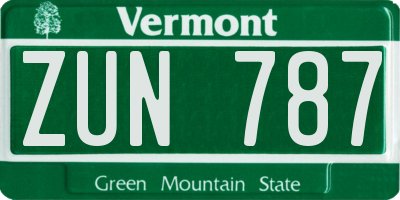 VT license plate ZUN787