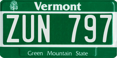 VT license plate ZUN797