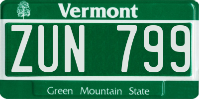VT license plate ZUN799