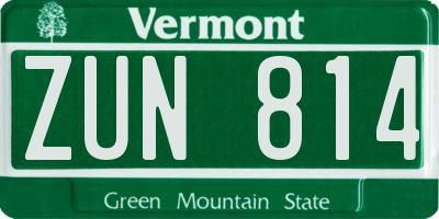 VT license plate ZUN814