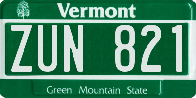 VT license plate ZUN821