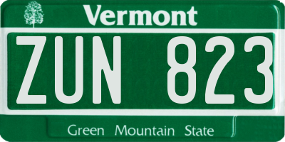 VT license plate ZUN823