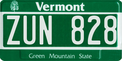VT license plate ZUN828