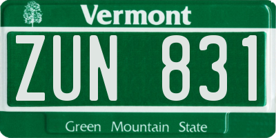 VT license plate ZUN831