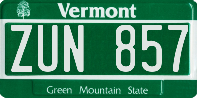 VT license plate ZUN857