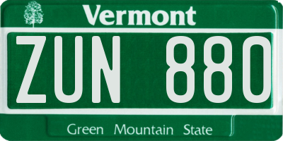 VT license plate ZUN880